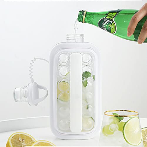TeTupGa Molde de bola de hielo 2 en 1 Fabricante de cubitos de hielo Botella de agua Molde de bandeja de hielo Tapa a prueba de fugas (blanco) Cover