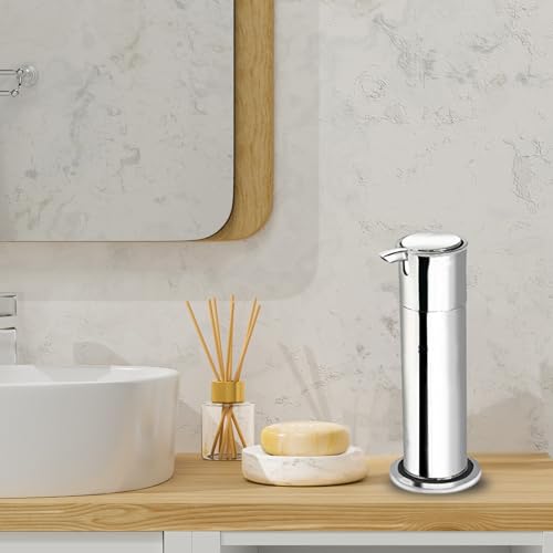 Image of NEW WARE (Pack of 2) ABS Liquid Sanitizer Dispenser 300 ML Table top Type Hand Sanitizer,Hand Wash Soap, Shampoo, Conditioner, Lotion, Liquid, Soap Dispenser,Liquid Soap Dispenser (Silver)