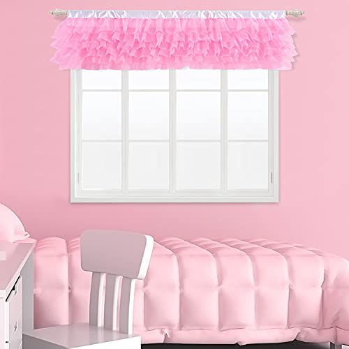 Pink Valance Curtains Tulle Princess Valance For Girls Bedroom Kids Room Baby Nursery Room Windows 52 × 16 Inch #TOP5