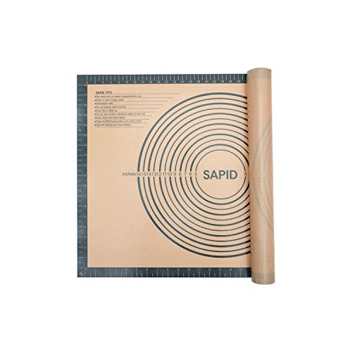 Sapid Extra Thick Silicone Pastry Mat Non-slip with Measurements for Non-stick Silicone Baking