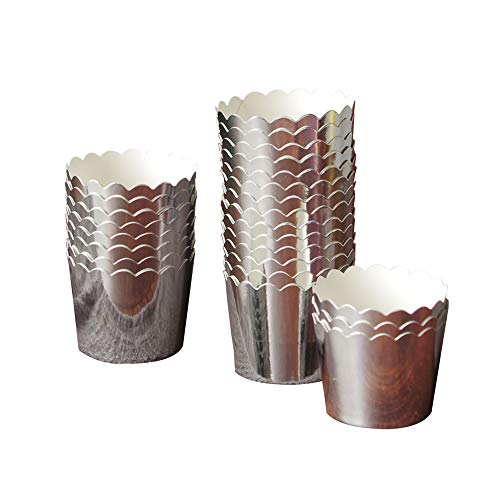 50 Pcs Paper Cupcake Liners Baking Cups, Holiday/Parties/Wedding/Anniversary(Silver) #TOP9