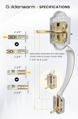 Image of Goldenwarm Double Front Door Lock Set, Brushed Nickel Double Door Handle with Dummy, Double Front Door Hardware Set with Reversible Wave Handle Lever, Double Entry Door Lock Set