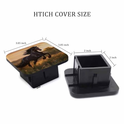 Beabes Horse Towing Hitch Cover Animal Black Horse Gallop Sunset Trailer Hitch Tube Cover Plug Cap Hitch Cover Universal for 2 Inch Receivers Tube for RVs SUVs and Cars