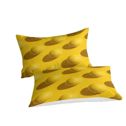 Parure de lit citron microfibre 135x200 avec housse de couette single - 5