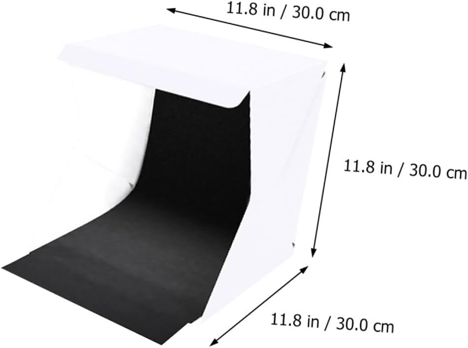 Portable Foldable Photography Light Box Tent 30cm LED Photo Studio with Black and White Backdrops for Product Photography and Small Business Supplies