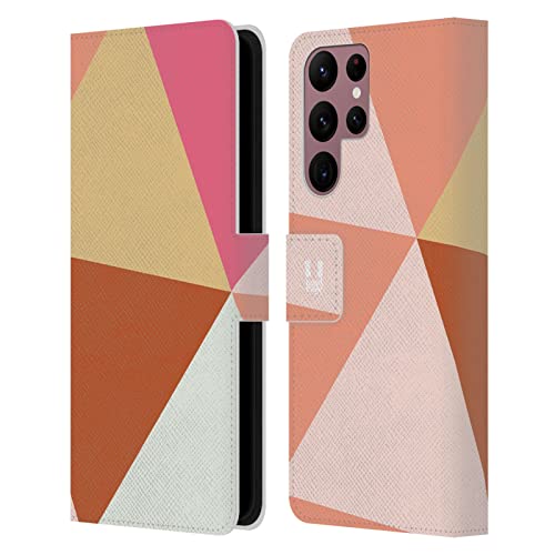 Housse Samsung S22 Ultra 5G : étui portefeuille chic en cuir avec motif triangles de Head Case