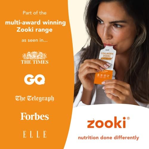 Zooki® Marine Liquid Collagen Sachets | Hydrolysed Marine Collagen Peptides | Support Skin, Hair, Nails, Joints & Muscles | (Mango Peach, 14 Servings)
