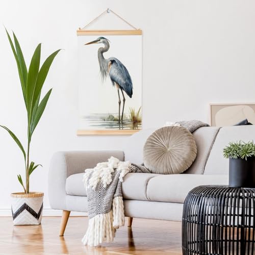 Bannière murale héron cadre bois pour décorer un mur sans percer - 6