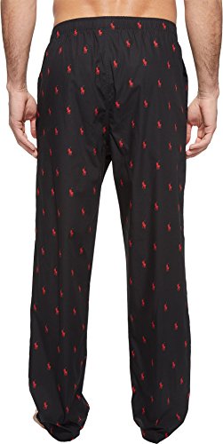 Image of POLO RALPH LAUREN Men's Pony Player 100% Cotton Woven Pajama Pant, R972, RL Black /RL Red, M