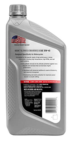 Valvoline 4-Stroke Motorcycle Full Synthetic Sae 10W-40 Motor Oil 1 Qt #TOP1