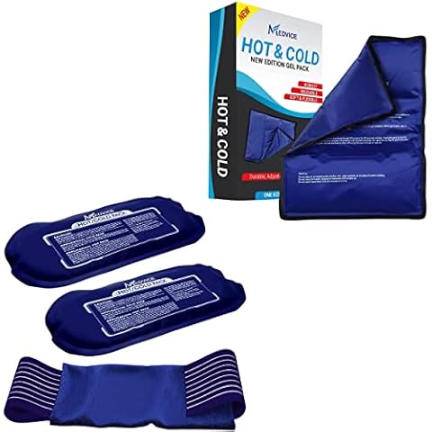 Small & Large Bundle Reusable Hot & Cold Ice Packs for Injuries and Back Pain, Neck Pain, Shoulder Pain, Arms and Legs, and Knee Pain Relief. Warm Compress and Cold Compress Pad Cover