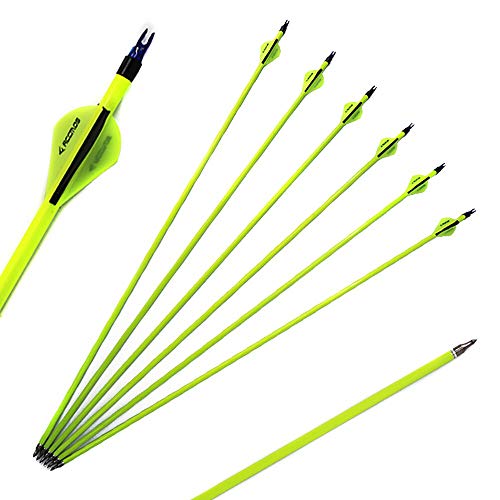 ACCMOS 500 Spine Arrow Target Practice Arrow Hunting Arrow Carbon Arrows Compound Bow Recurve Bow Adult Youth Archery Indoor Outdoor Shooting Field Tip, 26 inch Arrow