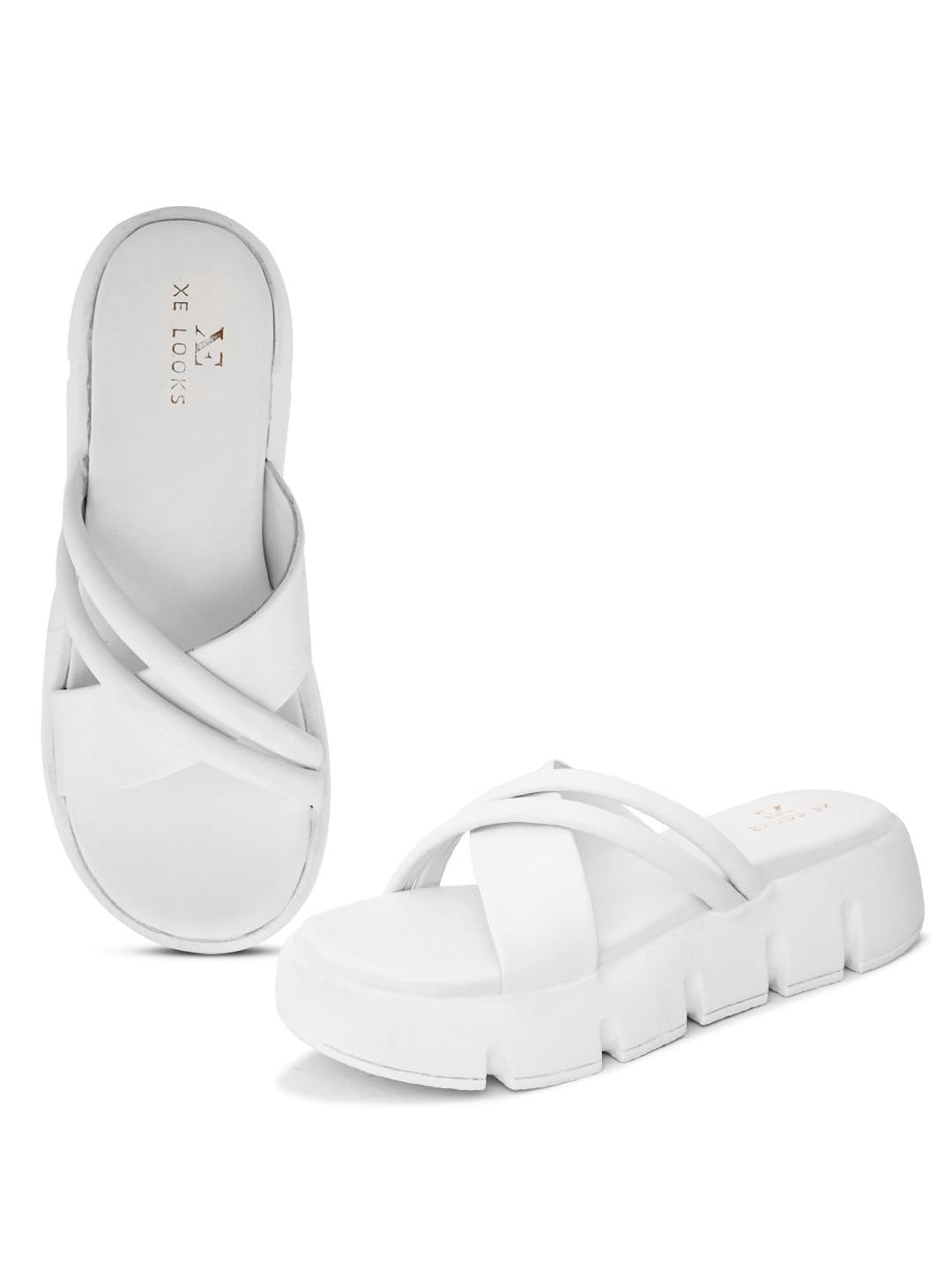 XE Looks Comfortable Womens White Platform Heels Slippers, Casual Fashion Sandals For Women, Soft Wedges, 4 UK (B0CR446PMC) Amazon Price History, Amazon Price Tracker