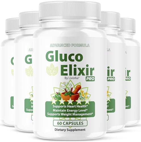 (5 Pack) GlucoElixir Pro Capsules - Official GlucoElixir Pro Blood Health Support Advanced Formula Pills - Maximum Strength, Natural Vitamins for Overall Health & Wellness, 300 Capsules for 5 Months