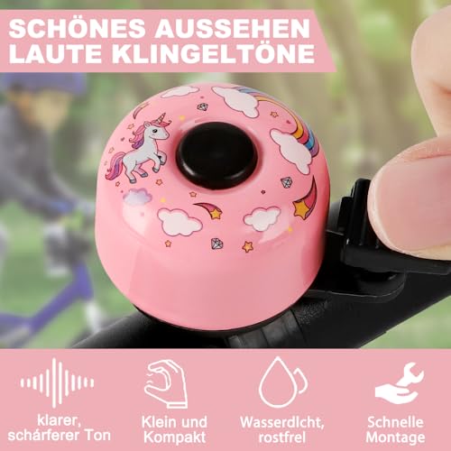 Fahrradklingel Kinder - Mini laut Klingel Fahrrad,Einhorn Dino (A Pink/Einhorn) – Ansicht 3
