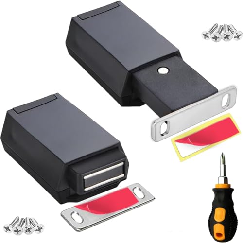 Magnetic Push to Open Cabinet Hardware CBRIVE 2 Pack Heavy Duty Push Latch & Lock for Hidden...