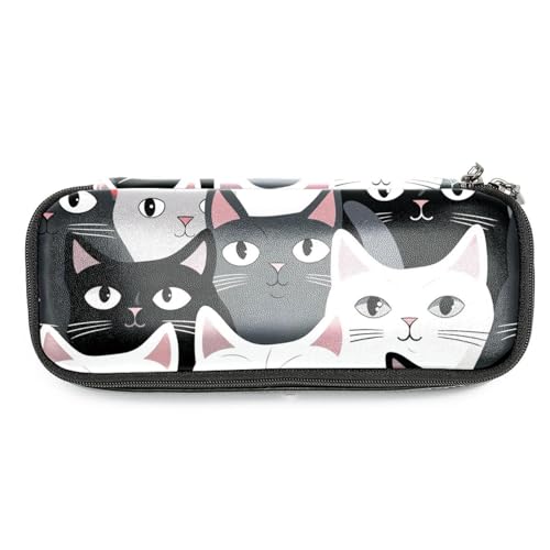 Astuccio estetico Scatola di matite Simpatico gatto Piccola matita Pouchhh bianco nero