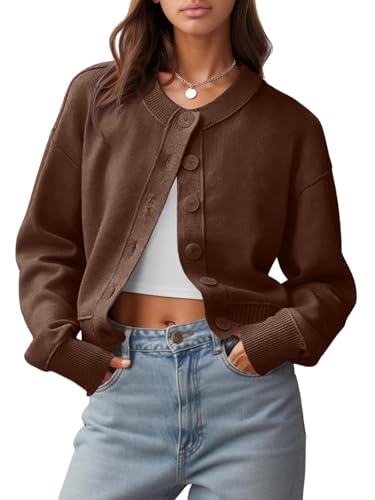 UNCLECAT Womens Cropped Cardigan Sweaters Casual Long Sleeve Crewneck Button Down Knit Outerwear 2025