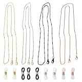 ZENQARI 4 Piezas Cuerda para Gafas Antideslizante Metal Cadena para Gafas Cadena para Gafas de Sol Cadena de Cuentas Metálica Perfecto para Gafas de Sol y Gafas de Lectura Decoración de Cuello