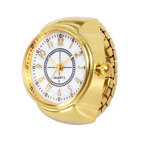 FENGCLOCK Goldene Digitale Fingeruhr Ringuhr, Zifferblatt einstellbar dehnbares Armband Frauen Männer Fingeruhren, Student Kindertagesgeschenk,Gold2 Cover