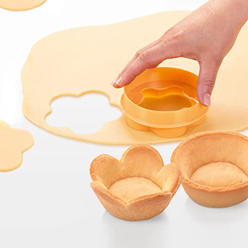 Dd-Life 9 Packs Plastic Pastry Tamper Tart Shell Molds,Pastry Dough Tamper Kit,Flower/Round Dough Cookie Cutter Set, Cutters Cookie Press For Baking Muffin Biscuit Cupcake #TOP7