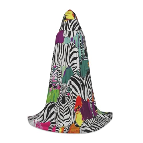 Cape à capuche imprimé zèbre - Costume d'Halloween mixte Renaissance