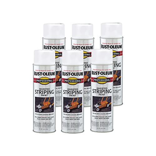 Rust-Oleum 2593838-6PK Professional Inverted Striping Spray Paint, 18 oz, White, 6 Pack