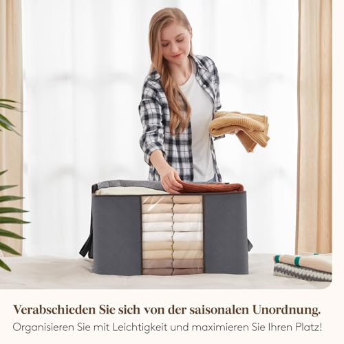 Lifewit 3 Stück 90L Große Aufbewahrungstasche Schrank Organizer Set, Faltbar Kleideraufbewahrung mit verstärkt Griff, stabilem Reißverschluss für Kleidung, Bettwäsche, Bettdecken, Steppdecke, Kissen