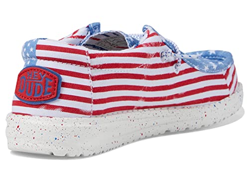 Hey Dude Wally Patriotic Toddler Shoes – Textile Composition – Removable Insole – Slip-On Style Stars/Stripes 5 Toddler M #TOP5