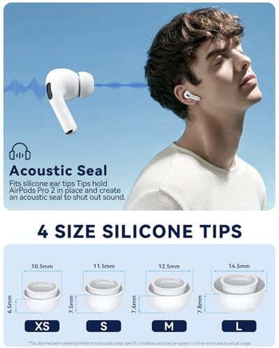 Image of 4 Pairs Replacement Ear Tips for AirPods Pro 2nd /1st with Cleaner kit,Noise Reduction Holewith & Built-in dust Guard Screen,4 Size XS /S /M /L (for AirPods Pro 2nd /1st -4Pairs White)