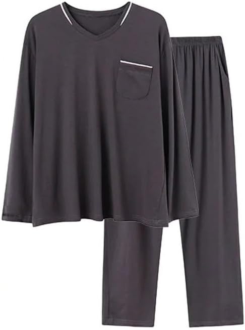 Men's Pajamas Cotton Size Long Sleeve Pullover Sports Homewear Casual Korean Large