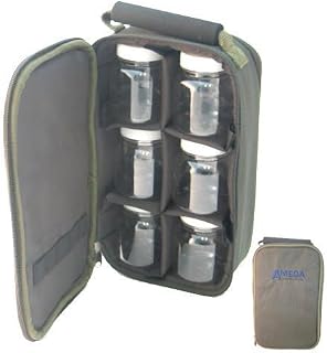 carry case with 6 bait glug pots carp coarse fishing tackle