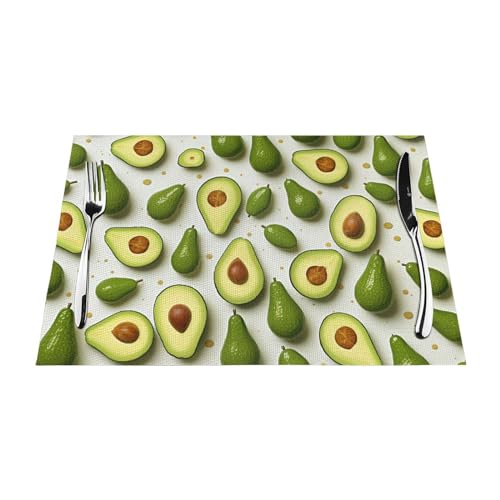 Sets de table en PVC tissé blanc et vert haut de gamme - 7