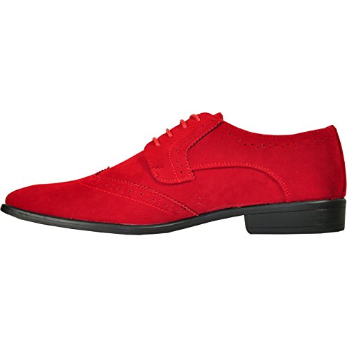 Bravo Men Dress Shoe King-3 Classic Faux Suede Oxford With Leather Lining - Wide Width Available,12 D(M) Us,Red #TOP4