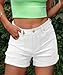 SANMM Womens Jean Shorts Casual Plus Size Folded Hem Shorts Stretchy Denim High Waisted Shorts for Summer(White,2XL)