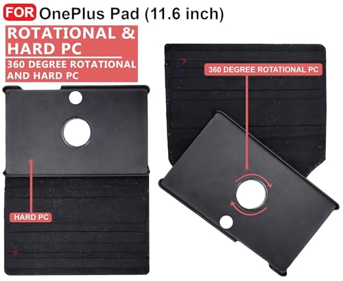 Image of OnePlus Pad (11.6 inch) Flip Cover | Leather Finish | 360 Degree Rotate Back Cover | Shockproof Back Cover Case for OnePlus Pad (11.6 inch)