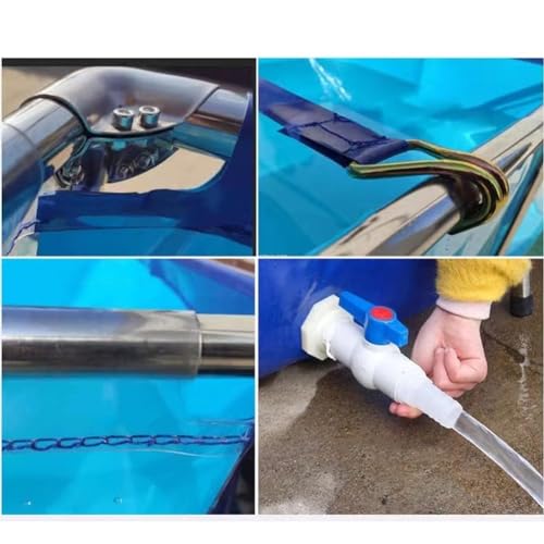 Acuario plegable grande con soporte de metal, ventana de visualización transparente para uso en interiores y exteriores, ideal para la cría de koi, estanques de peces y soluciones de riego agrícola
