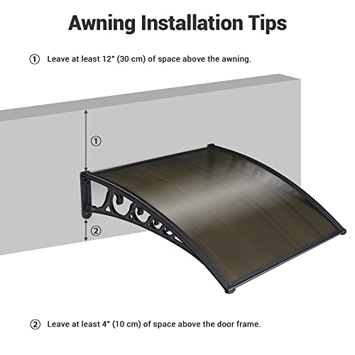 Yescom 40X40 Patio Door Window Awning Outdoor Canopy Cover Uv Rain Snow Protection One-Piece Polycarbonate Hollow Sheet #TOP6