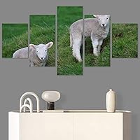 SIGNWIN 5 Panel Canvas Wall Art Animals Expressionism Group Modern Artwork for Home Decorations Ready to Hang - 60