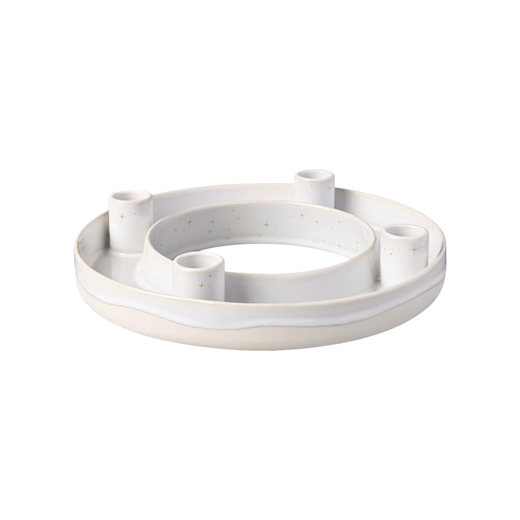 like. by Villeroy & Boch – Winter Glow advent wreath, Christmas decoration in Premium Porcelain, White / Beige