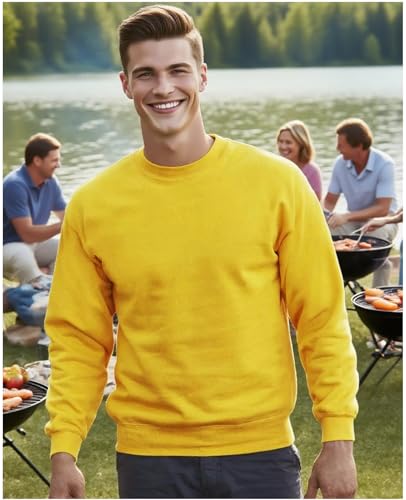 JIHUILAI Men's Crewneck Sweatshirt Plain Sweatshirts Athletic Workout Sweat Shirts Soft Long Sleeve Pullover Shirt3