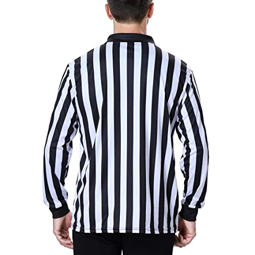 TOPTIE Men's Official Long Sleeve Black & White Striped Referee Shirt, Pro-Style Ref Umpire Jersey-2XL, XXL - Image 4
