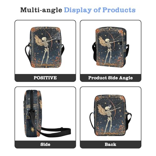 Boho Skeleton Flower messenger bag for men mens shoulder bags crossbody Woman Handbag Shoulder Strap Adjustable Strap for Outdoor Daily Shopping4