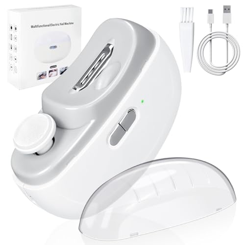 Image of SNOWIE SOFT Electric Nail Clipper with LED USB 2 in 1 Electric Nail Clippers File with 2 Speeds Anti-splash Electric Nail Trimmer with Nail Dust Bin Safe Electric Nail Clipper for Baby, Adult