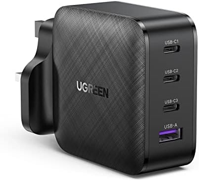 UGREEN 65W USB C Charger Plug 4-Port GaN Type C Fast Charging Wall Power Adapter Supports 20W Compatible with MacBook, iPad Air 5/Mini 6, iPhone 14 Pro Max/13, Pixel 7, Galaxy S22, Dell XPS Laptop etc