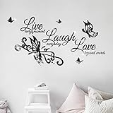 3D Acrylic Mirror Wall Decor Stickers DIY Love Live Laugh Butterfly Wall Decals, SMFANLIN Mirror...