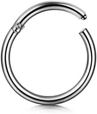 D.Bella Grade 23 Solid Titanium 20G Nose Rings Hoops Hinged Hoop Earrings for Ca