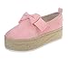 KAMEIMEI Loafers Chaussures plates Mocassins Toe Slip pour femme Chaussures à nœud Chaussures à la mode Épais Semelle Arquée Décontractée Chaussures de loisirs rondes pour femme, Rose, 39.5 EU