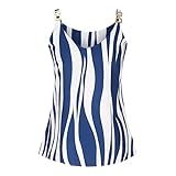 Muster: bedruckt Damen Sommer Ärmellos Camisole Print Damen V-Ausschnitt Tank Top Casual Tops Freizeit Shirts für Frauen, blau, X-Large