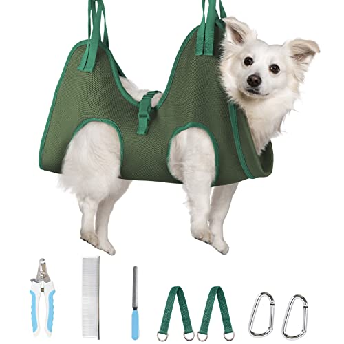 Supet Dog Grooming Hammock for Dog and Cat, Relaxation Pet Grooming Sling Helper, Breathable Pet Grooming Hammock for Nail Trimming, Ear/Eye Car with Nail Clippers/Trimmers/Scissors